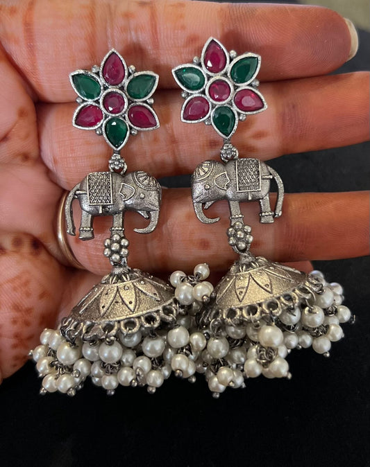 Silver look-alike Stone Danglers 