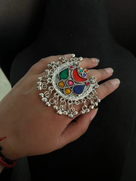 Silver look-alike Stone Ring