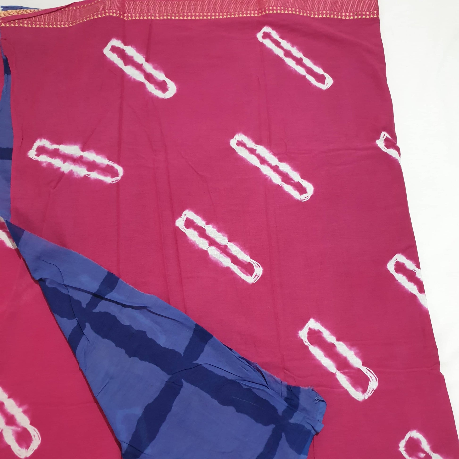 Tie and dye cotton saree with thread border