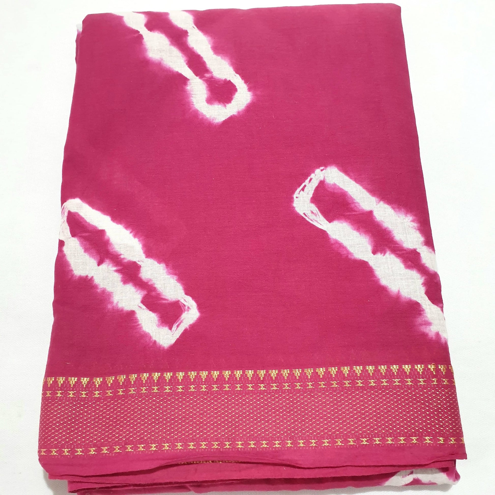 Tie and dye cotton saree with thread border