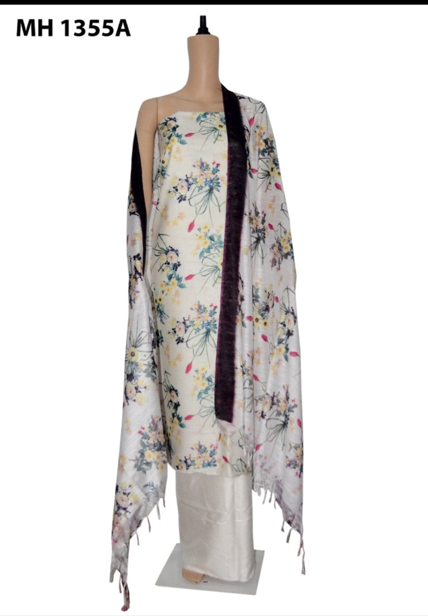 Tussar Silk Digital Print Dress Material