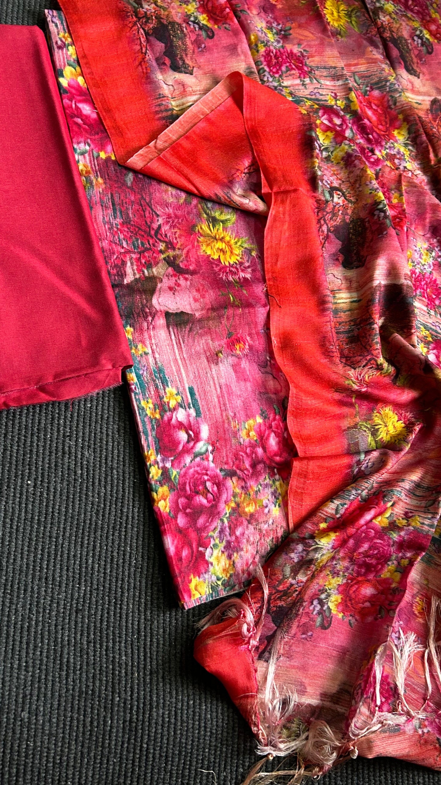 Tussar Silk Digital Print Dress Material