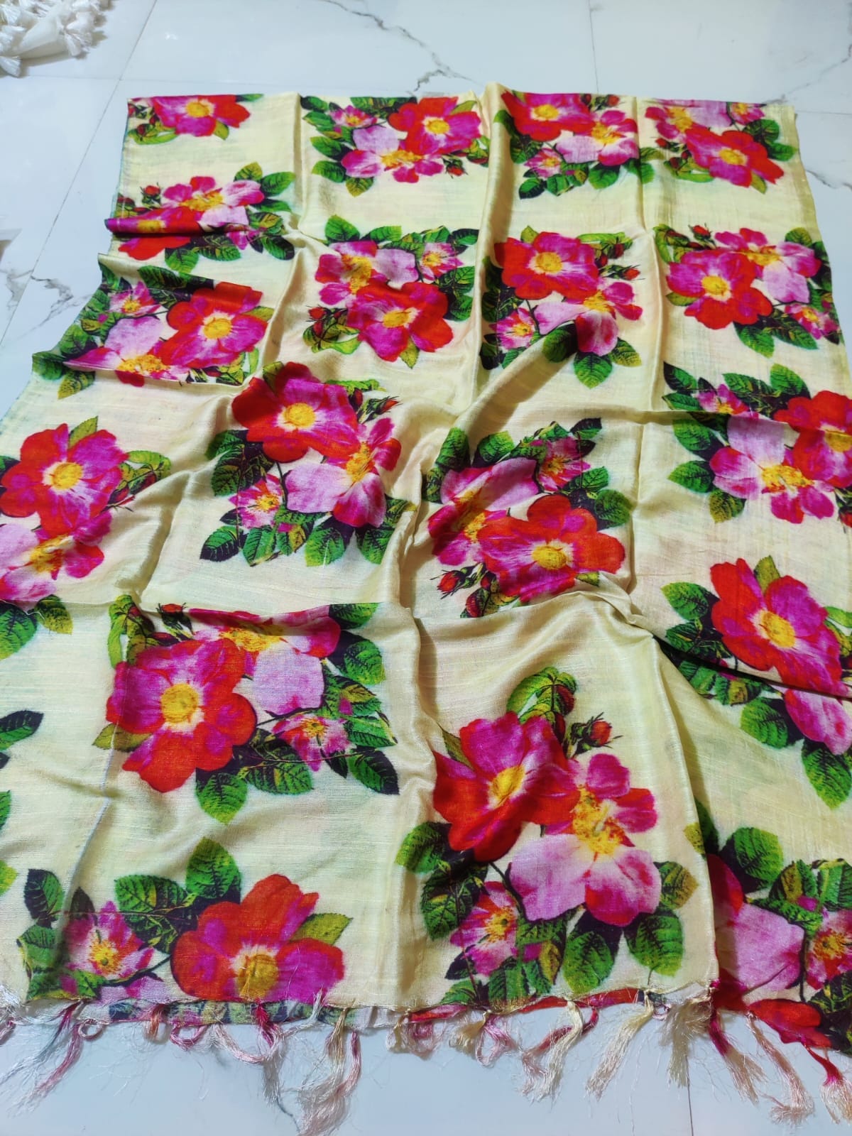 Tussar Silk Staple Digital Print Dupatta