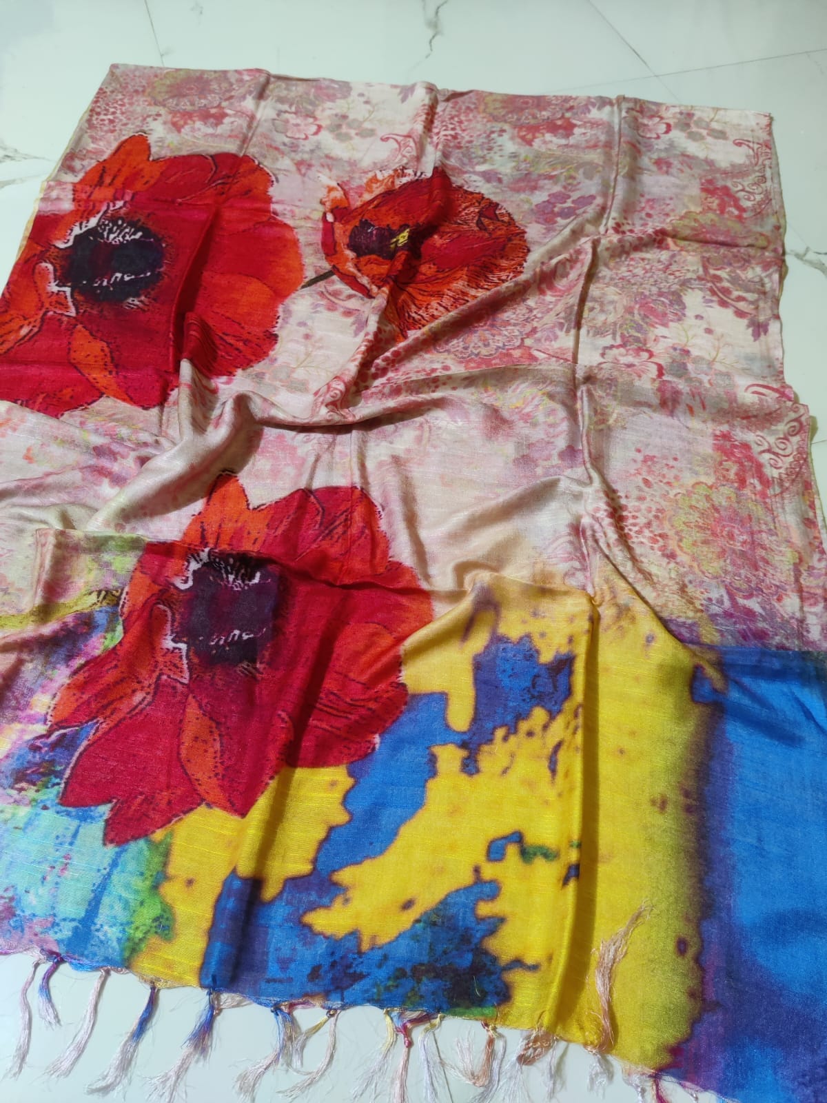 Tussar Silk Staple Digital Print Dupatta