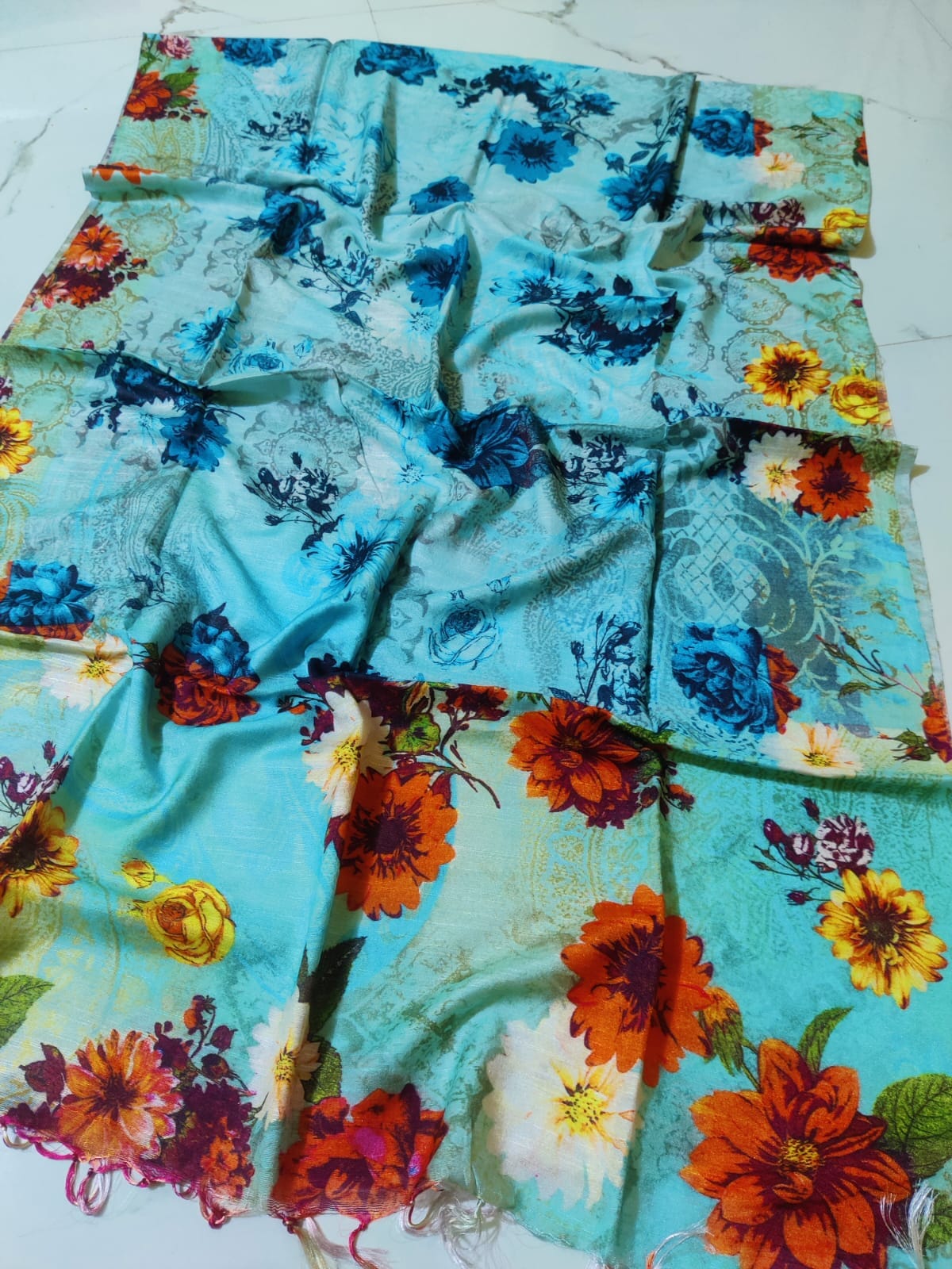 Tussar Silk Staple Digital Print Dupatta