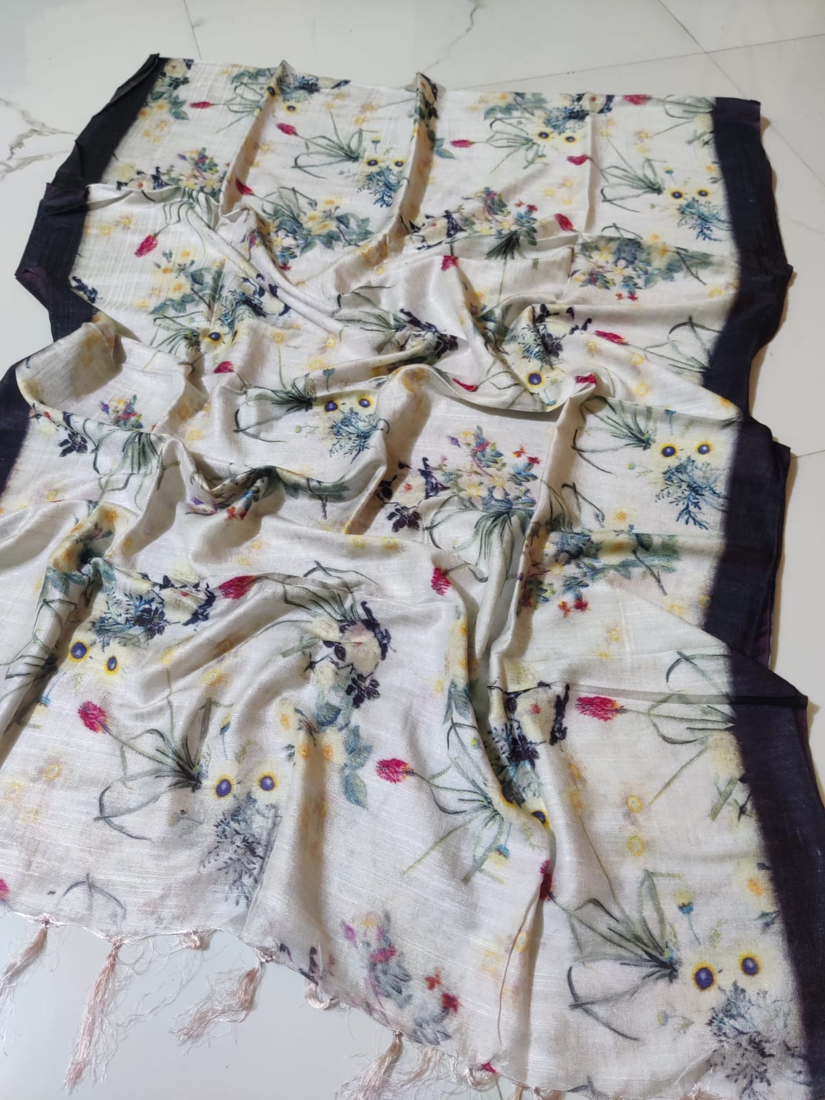 Tussar Silk Staple Digital Print Dupatta