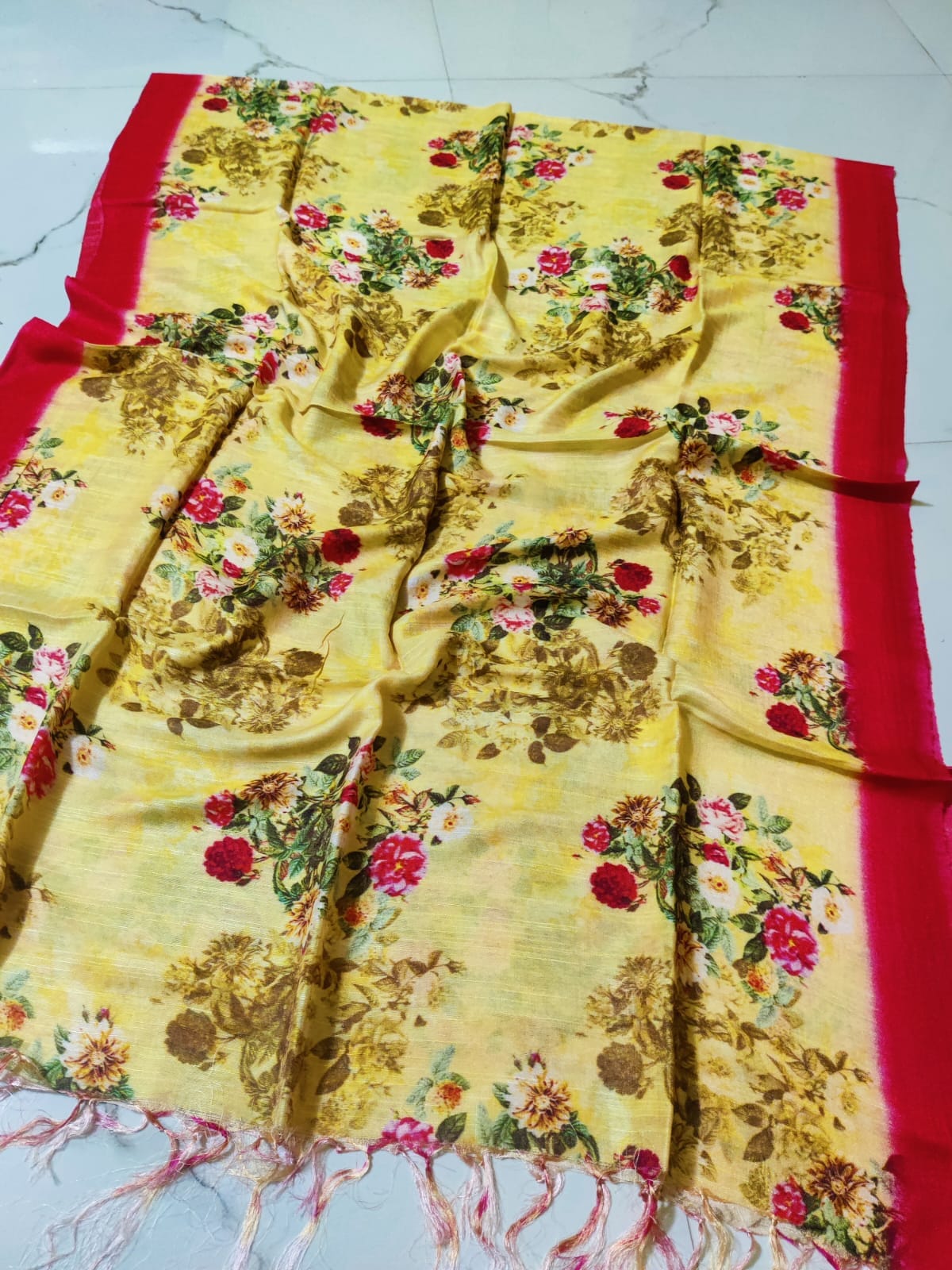Tussar Silk Staple Digital Print Dupatta