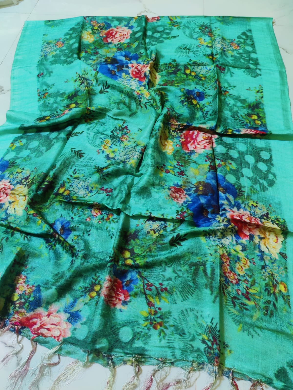 Tussar Silk Staple Digital Print Dupatta