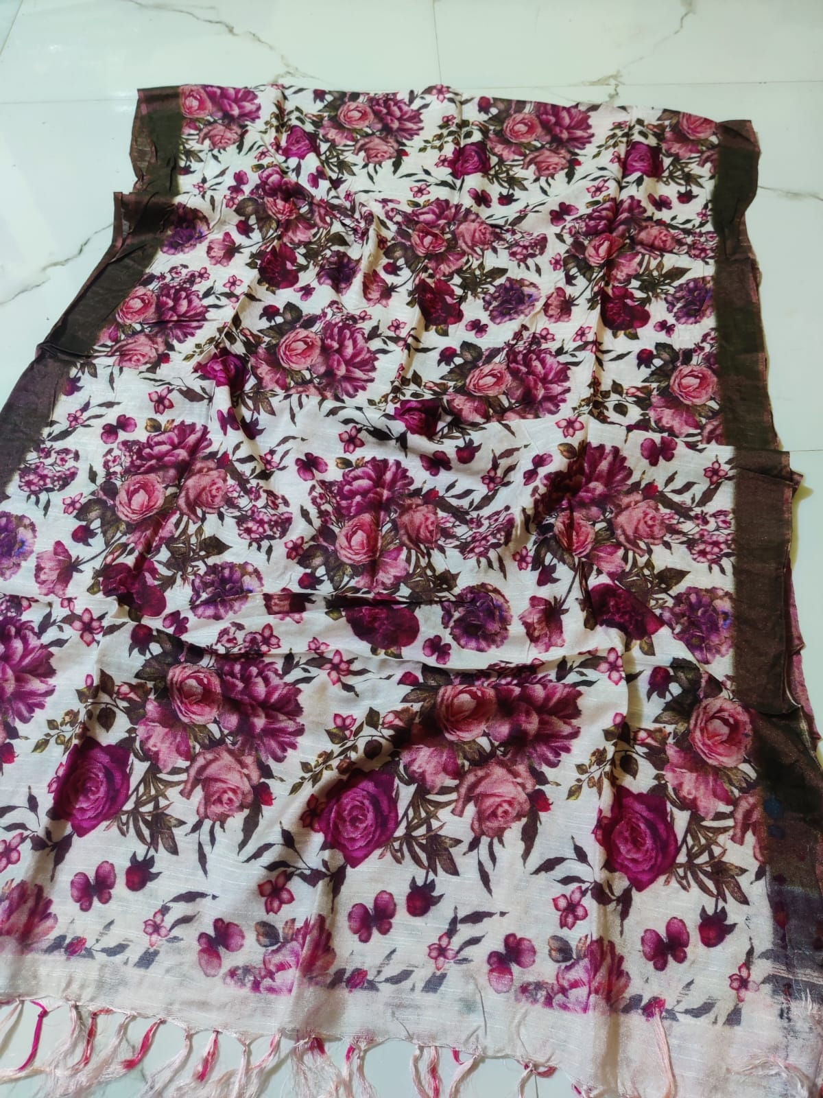 Tussar Silk Staple Digital Print Dupatta