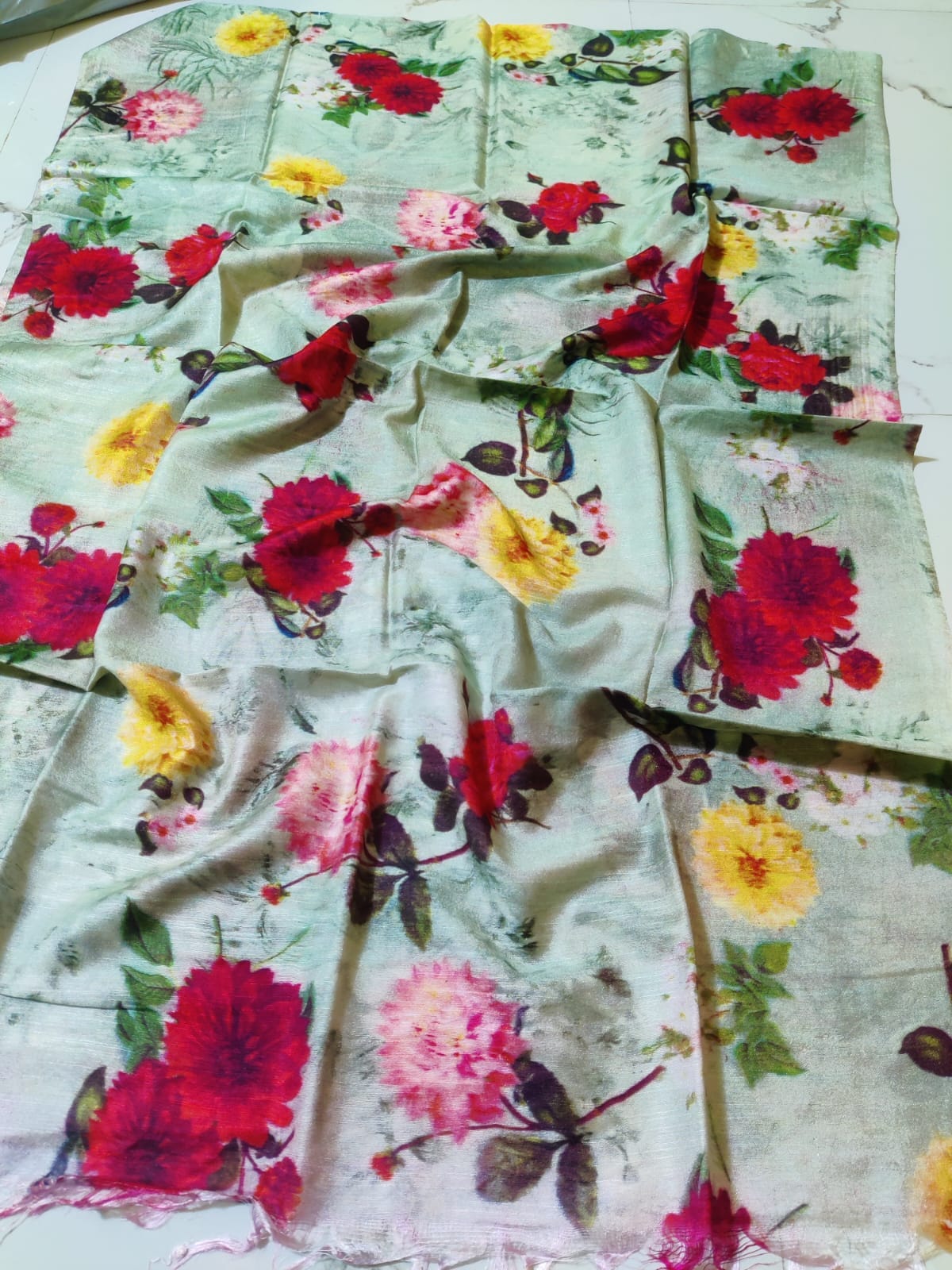 Tussar Silk Staple Digital Print Dupatta
