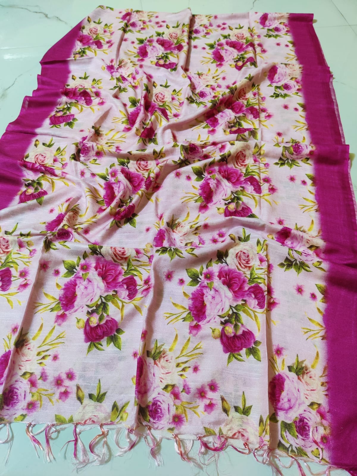 Tussar Silk Staple Digital Print Dupatta