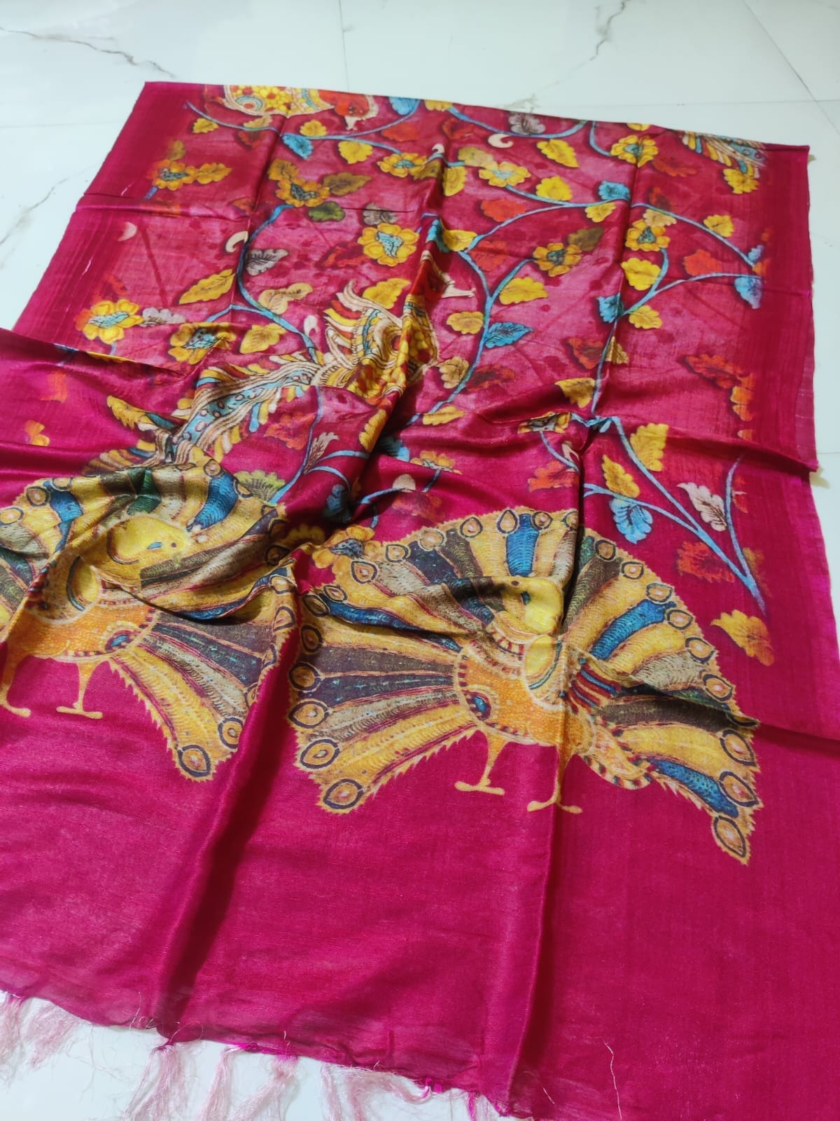 Tussar Silk Staple Digital Print Dupatta