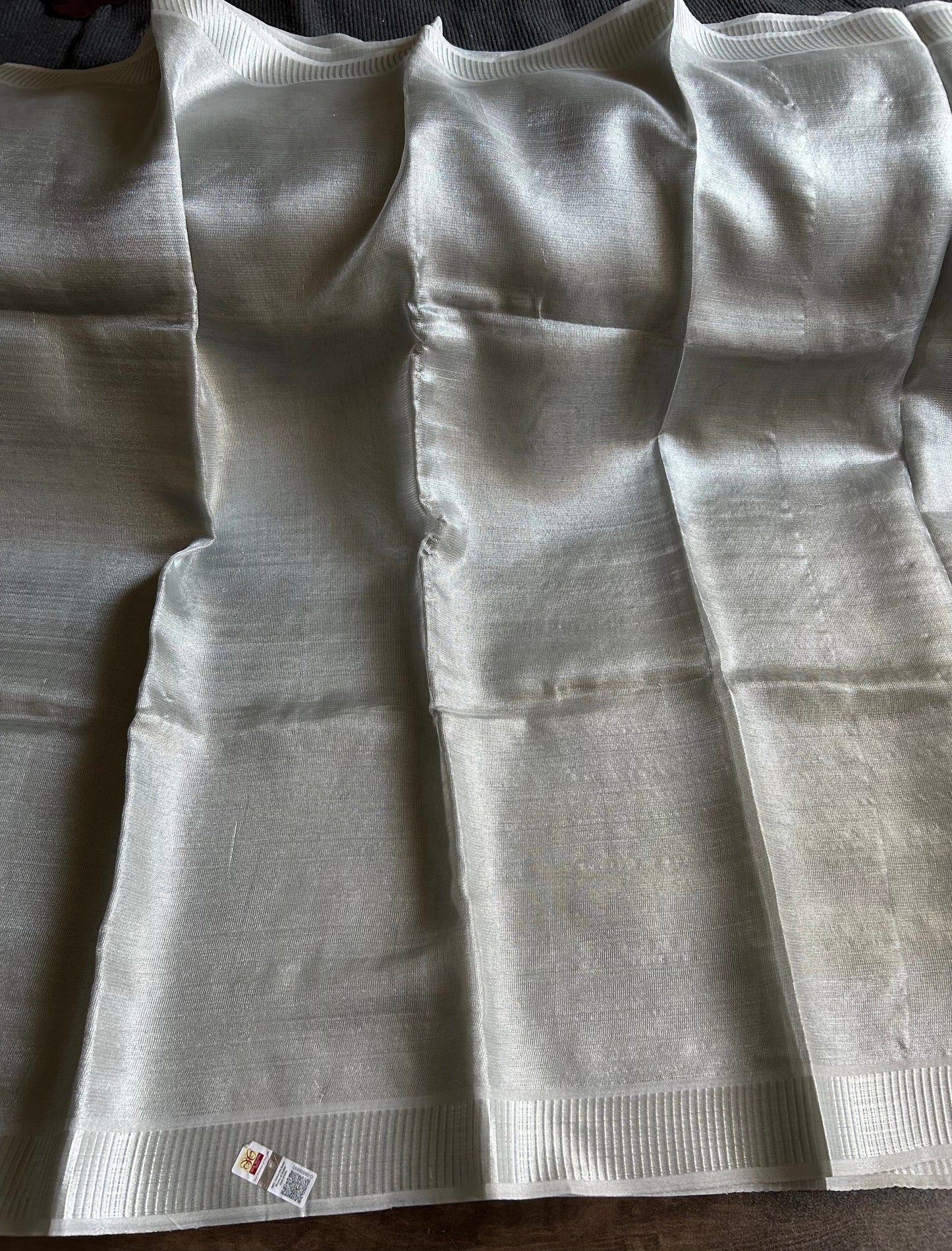 Tissue Linen Silver Handloom Saree with Blouse