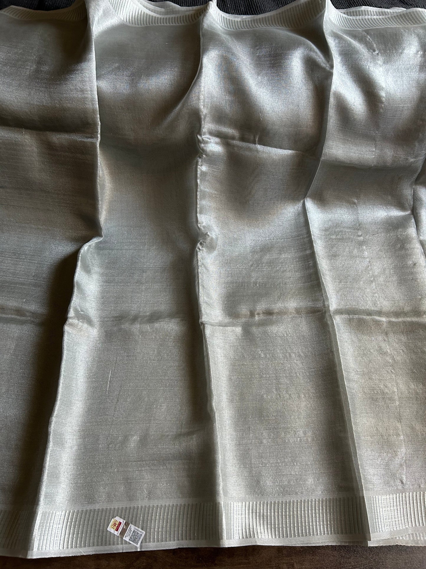 Tissue Linen Silver Handloom Saree with Blouse