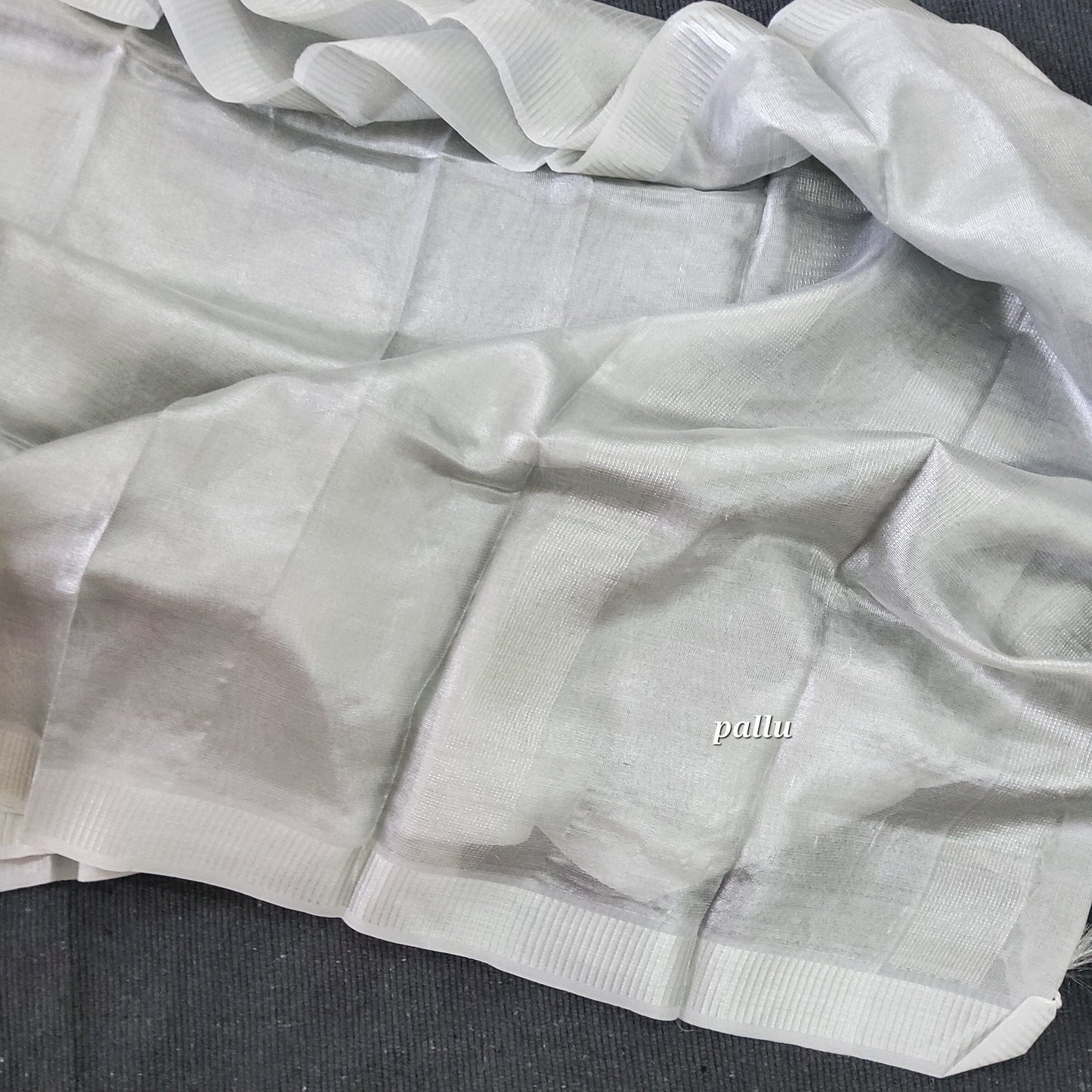 Tussar Tissue Silver Handloom Saree with Blouse