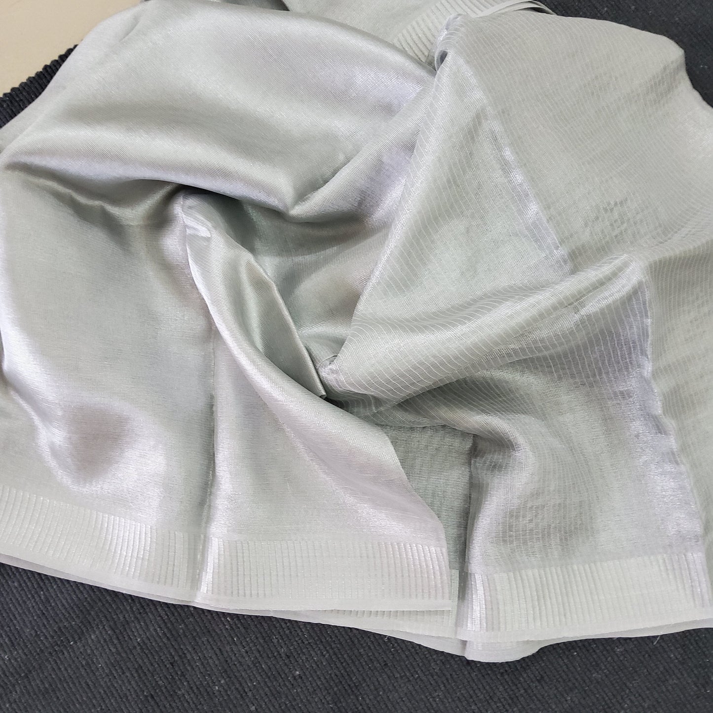 Tussar Tissue Silver Handloom Saree with Blouse
