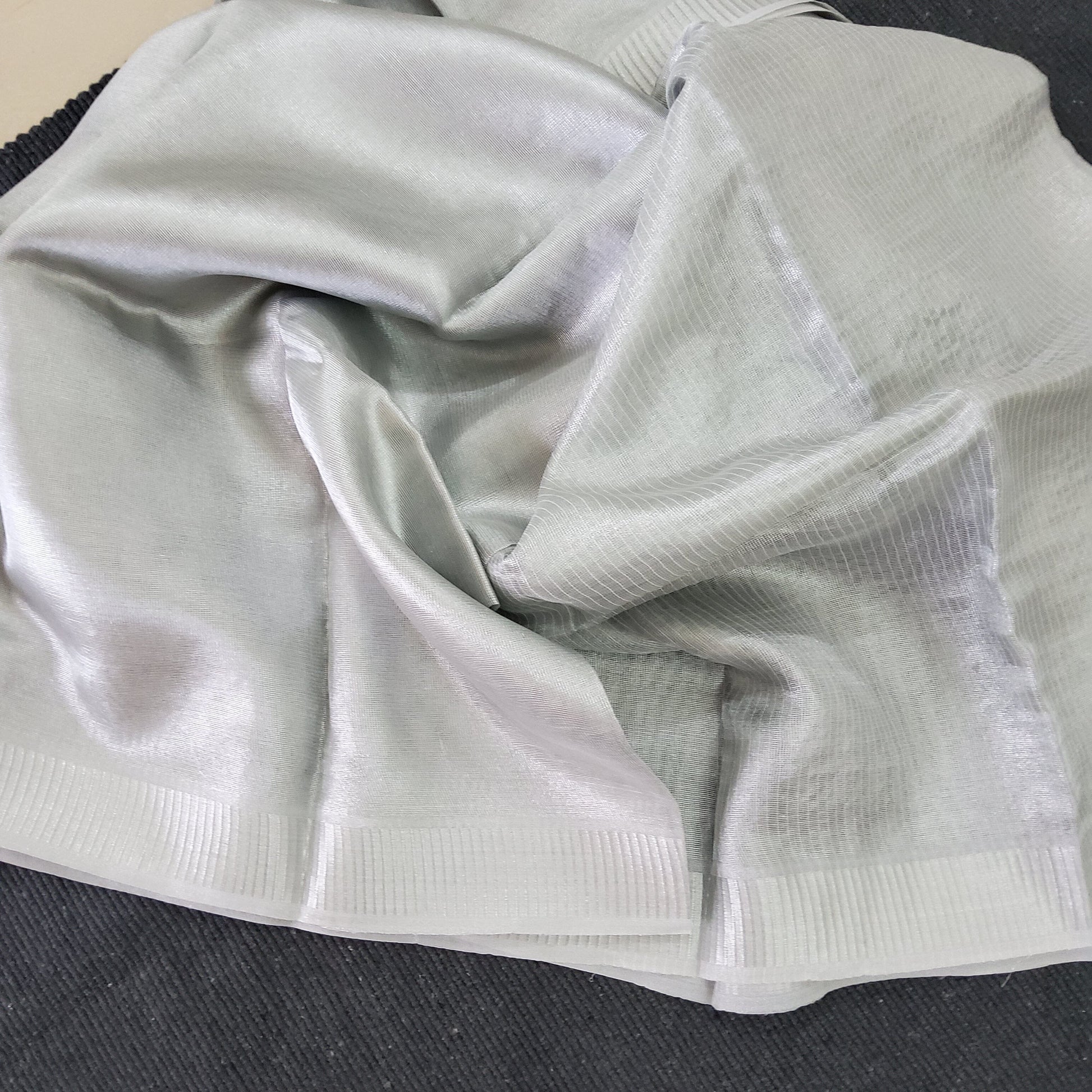 Tussar Tissue Silver Handloom Saree with Blouse