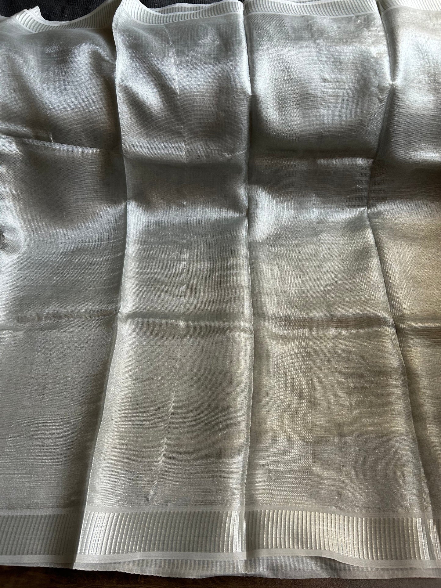 Tissue Linen Silver Handloom Saree with Blouse