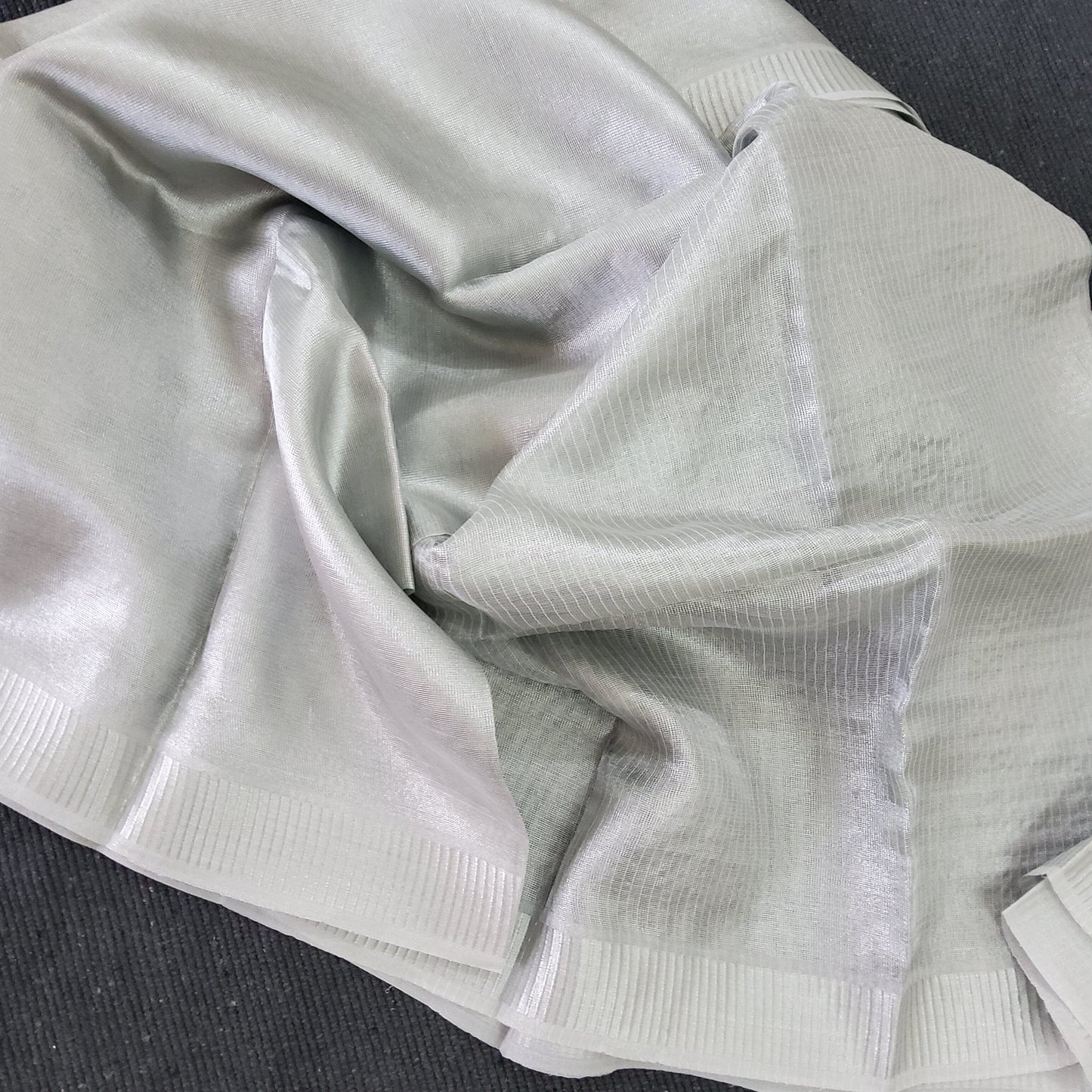 Tussar Tissue Silver Handloom Saree with Blouse