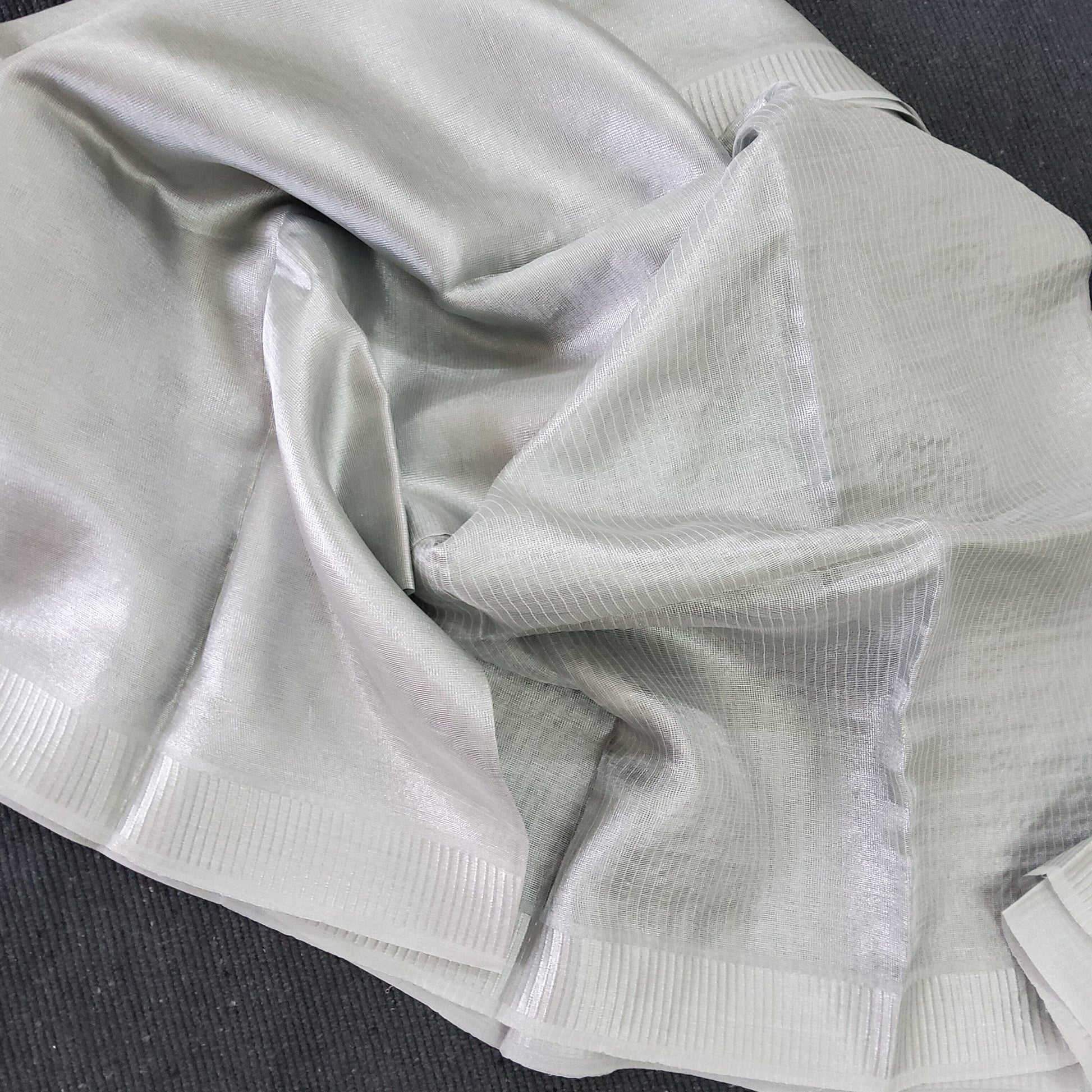 Tussar Tissue Silver Handloom Saree with Blouse