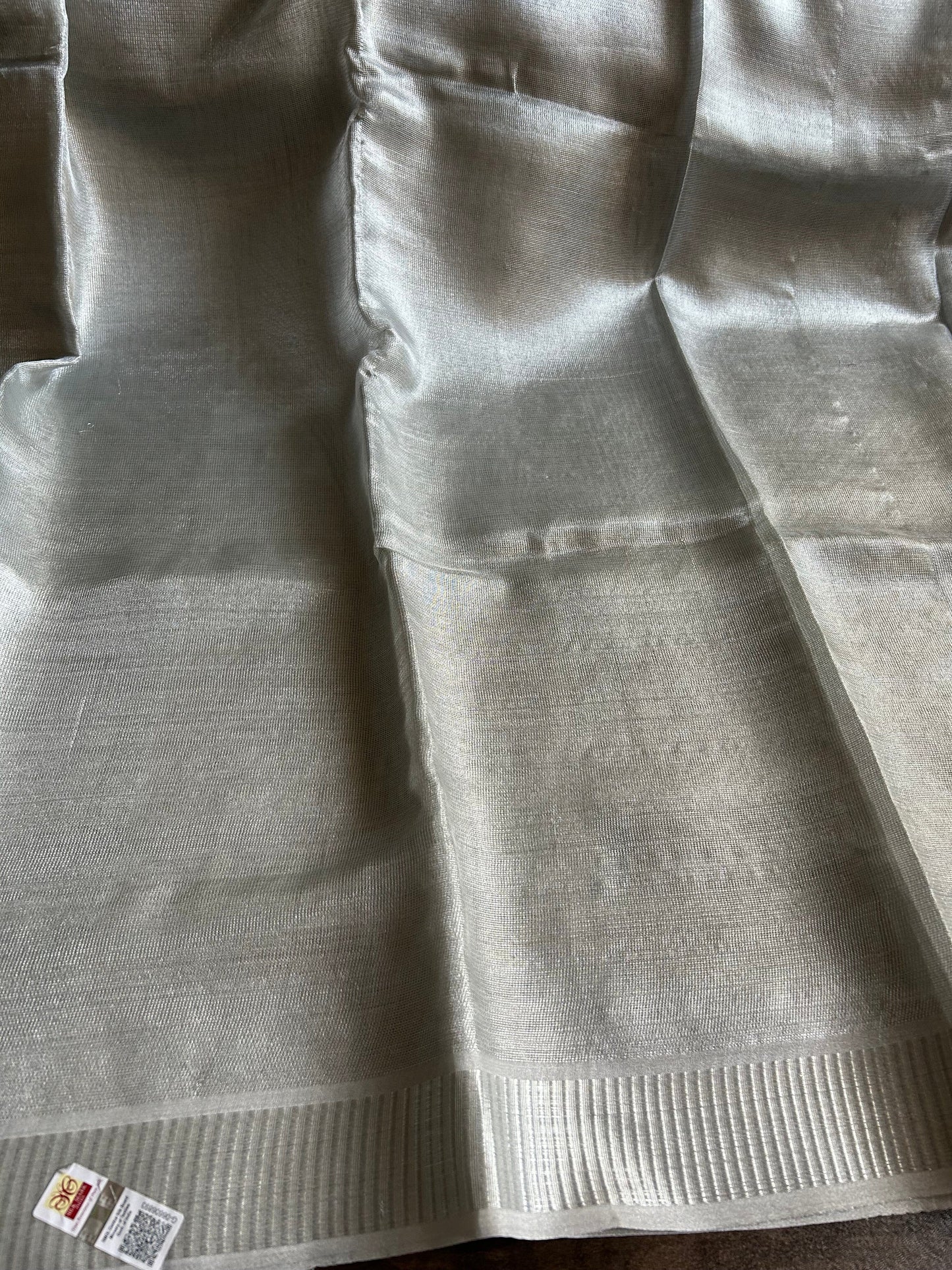 Tissue Linen Silver Handloom Saree with Blouse