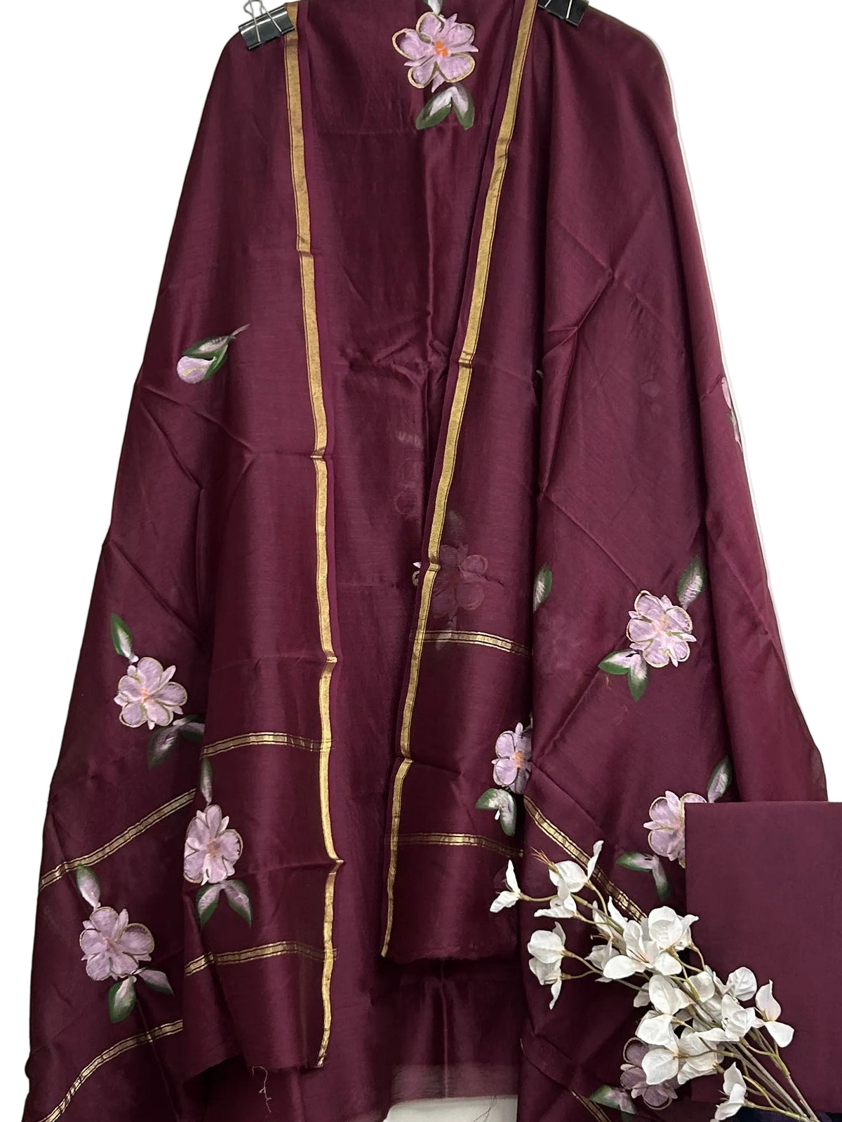 Hand Painted Chanderi Silk Cotton Dress Material