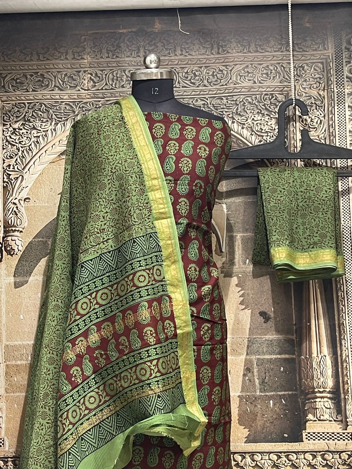 Bagh print Maheshwari Silk Cotton Dress Material