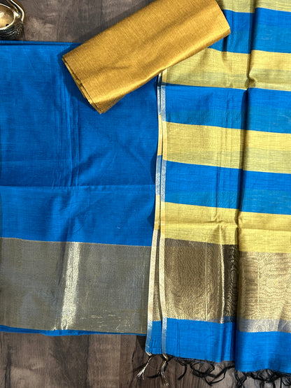Maheshwari Silk Cotton Dress Material with Tissue pallu