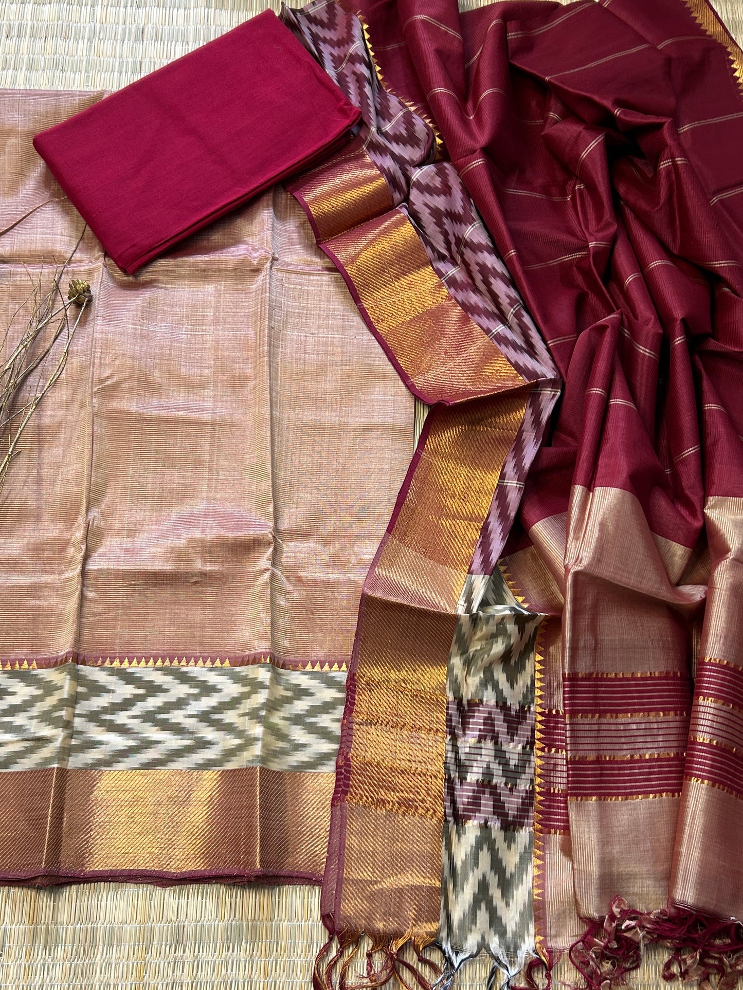 Mangalagiri Silk Dress Material with ikat Border