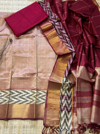Mangalagiri Silk Dress Material with ikat Border