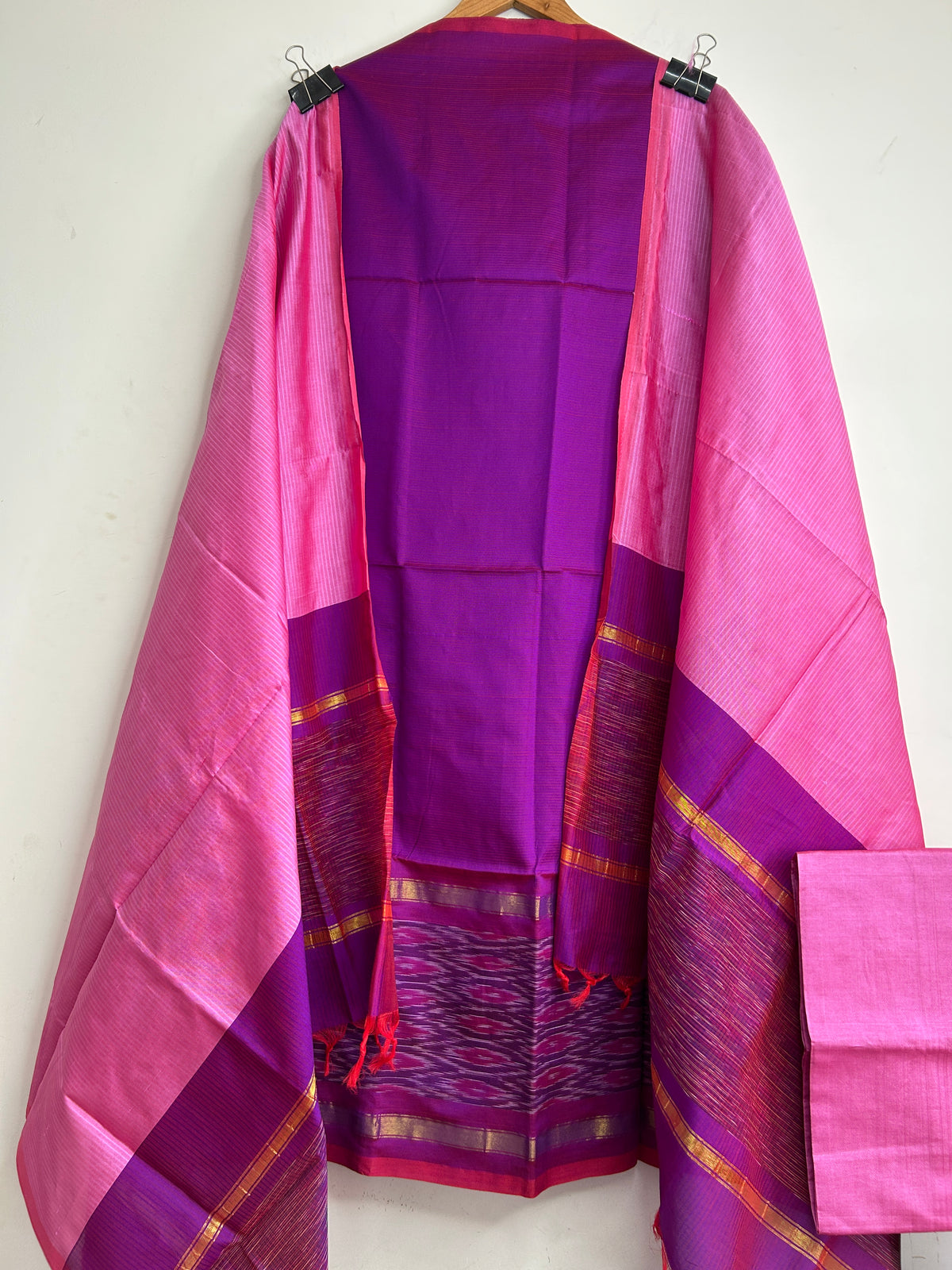Ikat Silk Cotton Dress Material