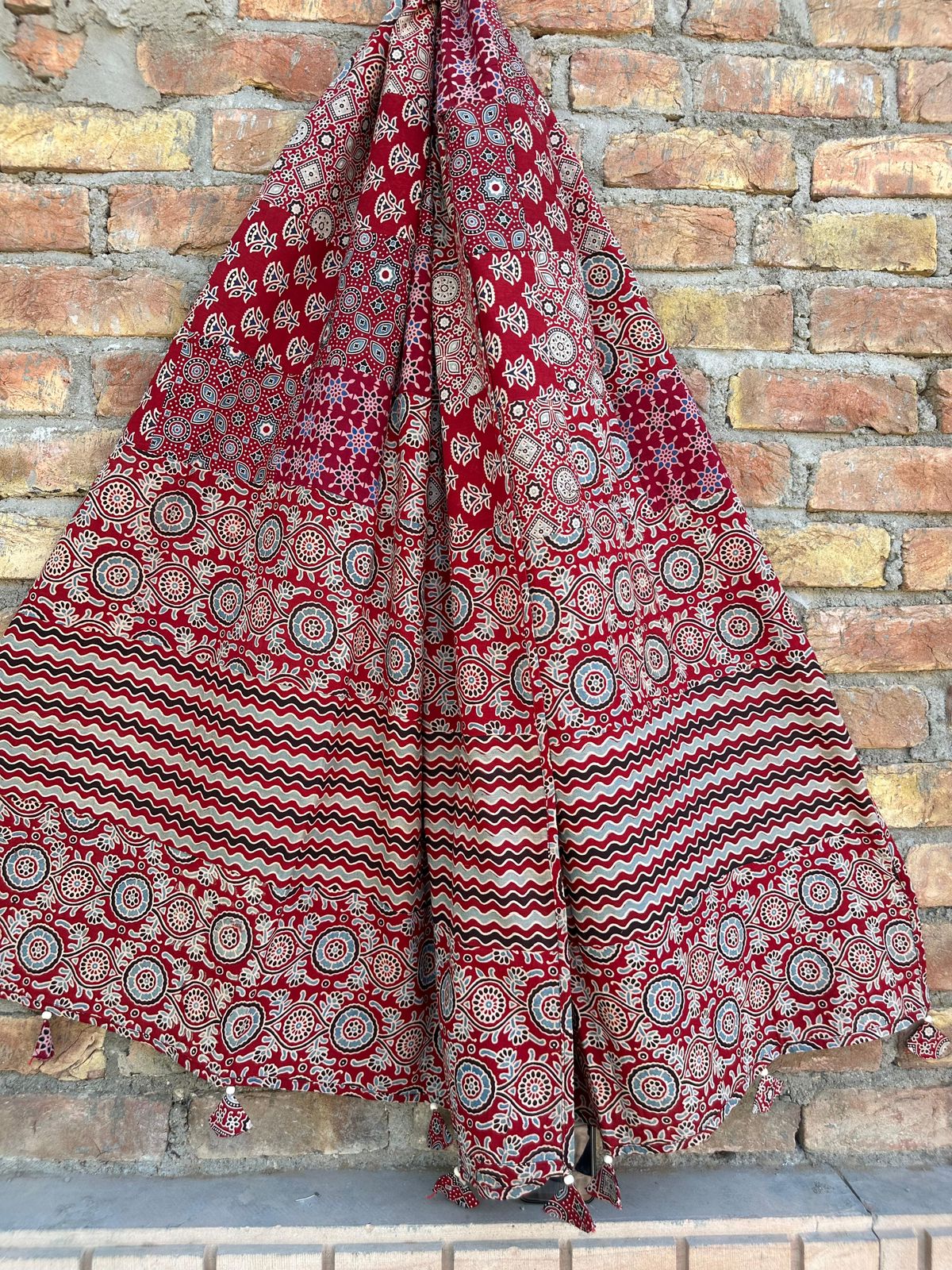Appliqué Work and Mirror Work Cotton Dupatta