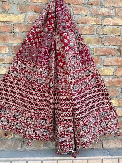 Appliqué Work and Mirror Work Cotton Dupatta
