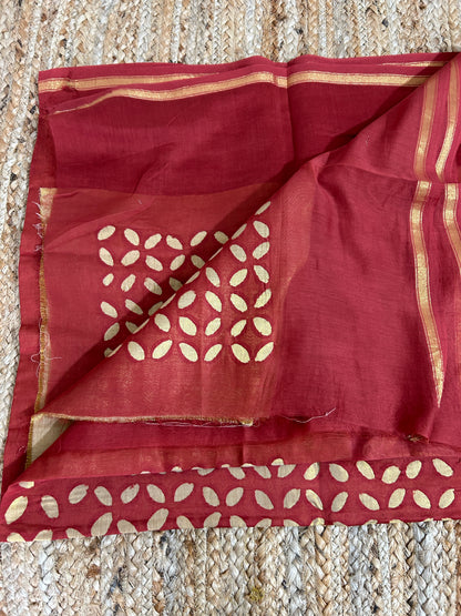 Appliqué Work Chanderi Silk Kurti Fabric