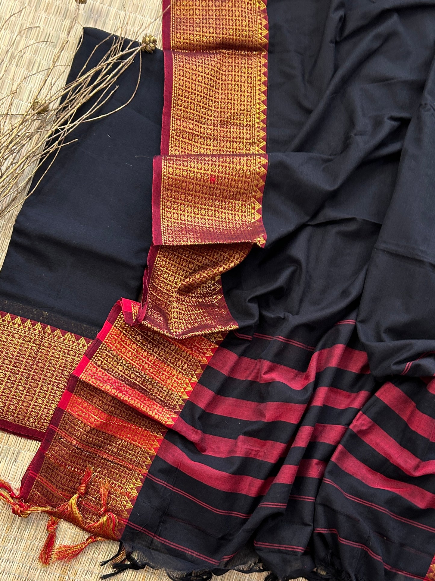 Narayanpet Cotton Dress Material with Zari Border