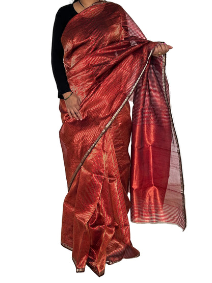Chanderi Pure Silk Handloom Saree with Blouse