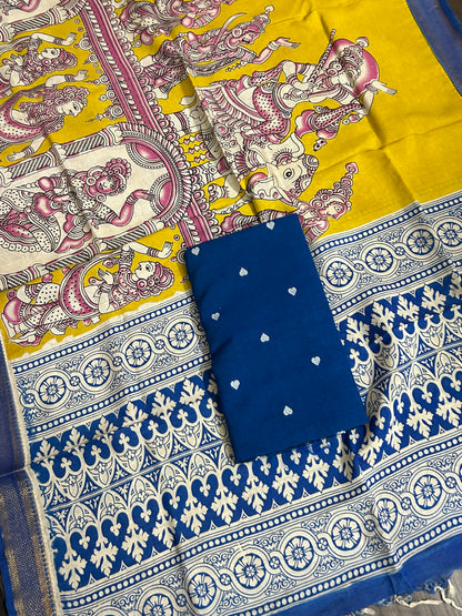 Handloom Cotton Dress Material with Kalamkari Silk Dupatta