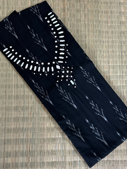 Mirror work Ikat Cotton Unstitched Kurti