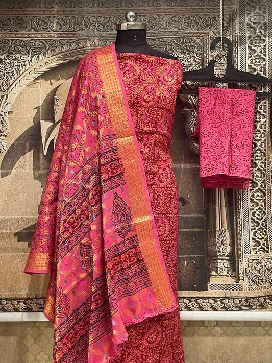 Bagh Print Cotton Dress Material