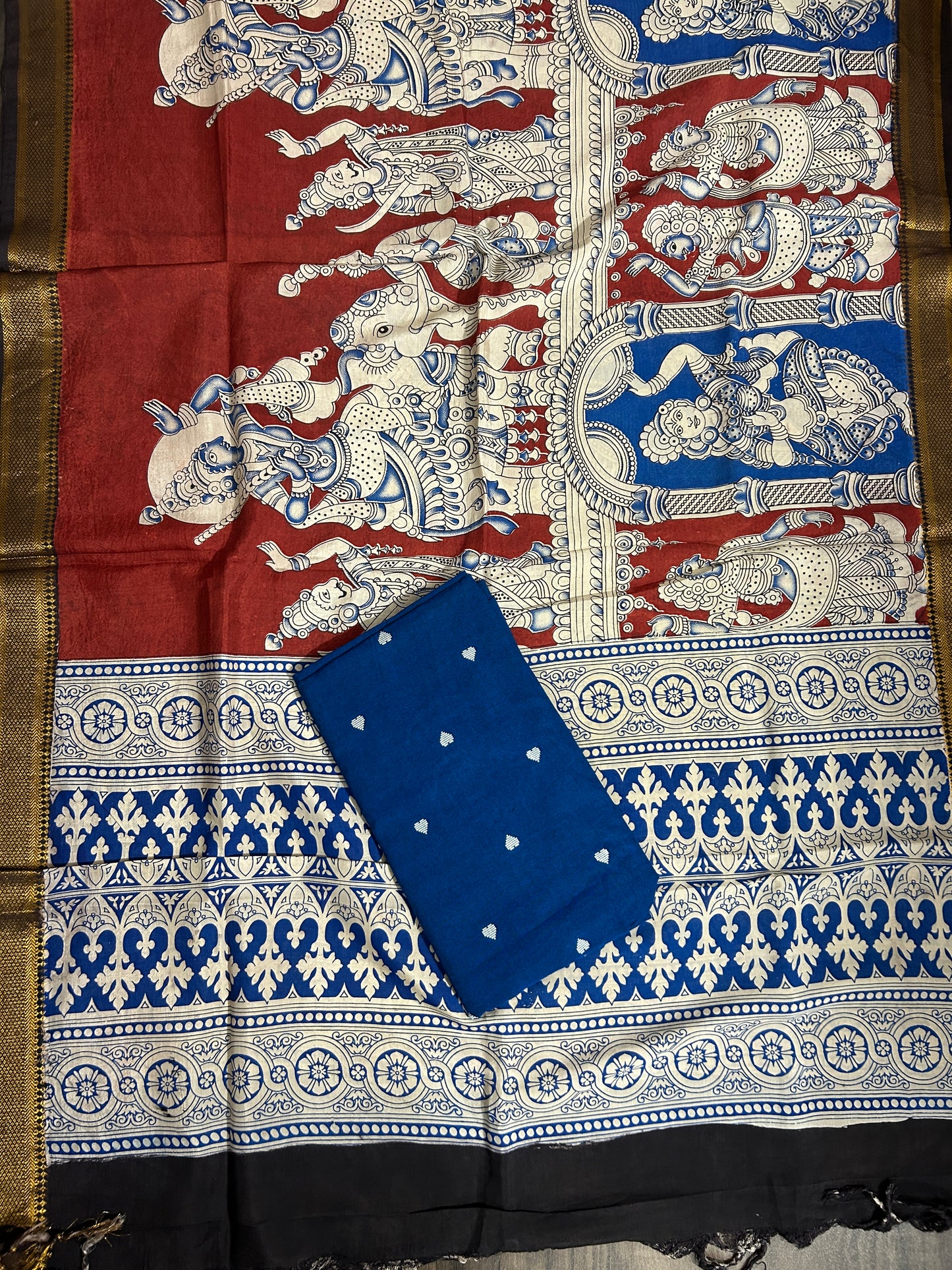 Handloom Cotton Dress Material with Kalamkari Silk Dupatta