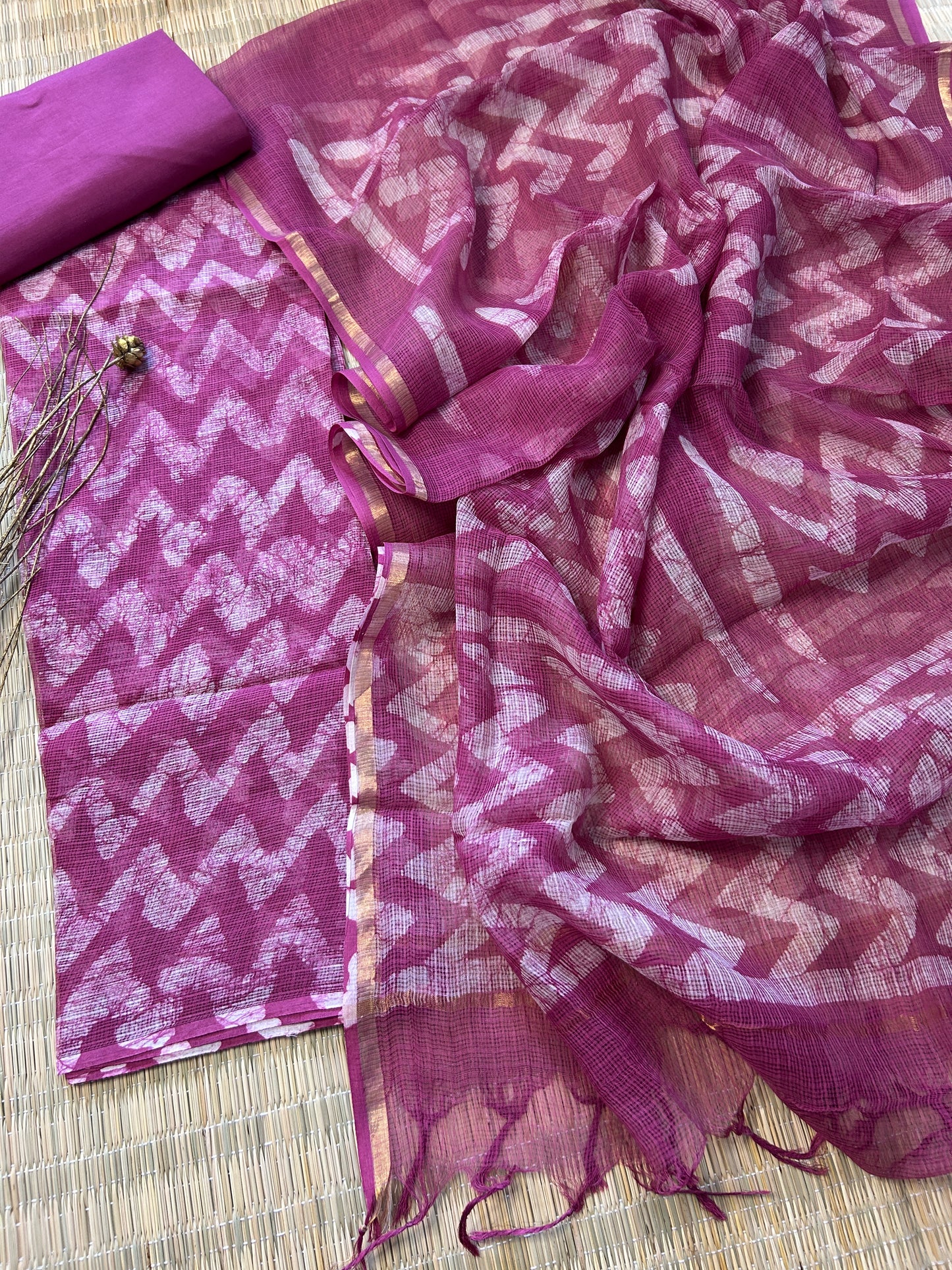 Ajrakh Print Hand BlockPrint Kota Doriya Dress Material