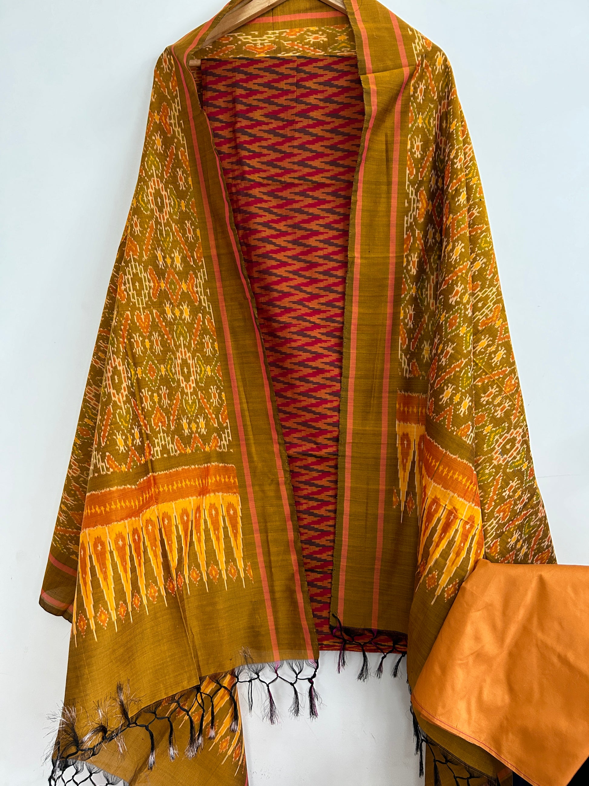 pochampally silk dress materials online Ikkat Dress Materials - 3PC Pochampally Ikat Unstitched Suit Material