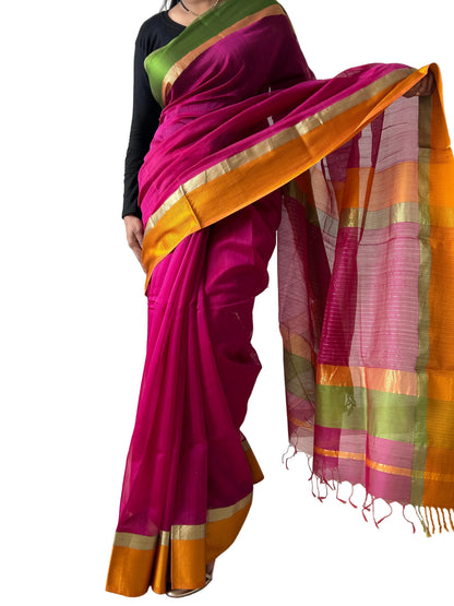 Maheshwari Silk Cotton Saree with Blouse