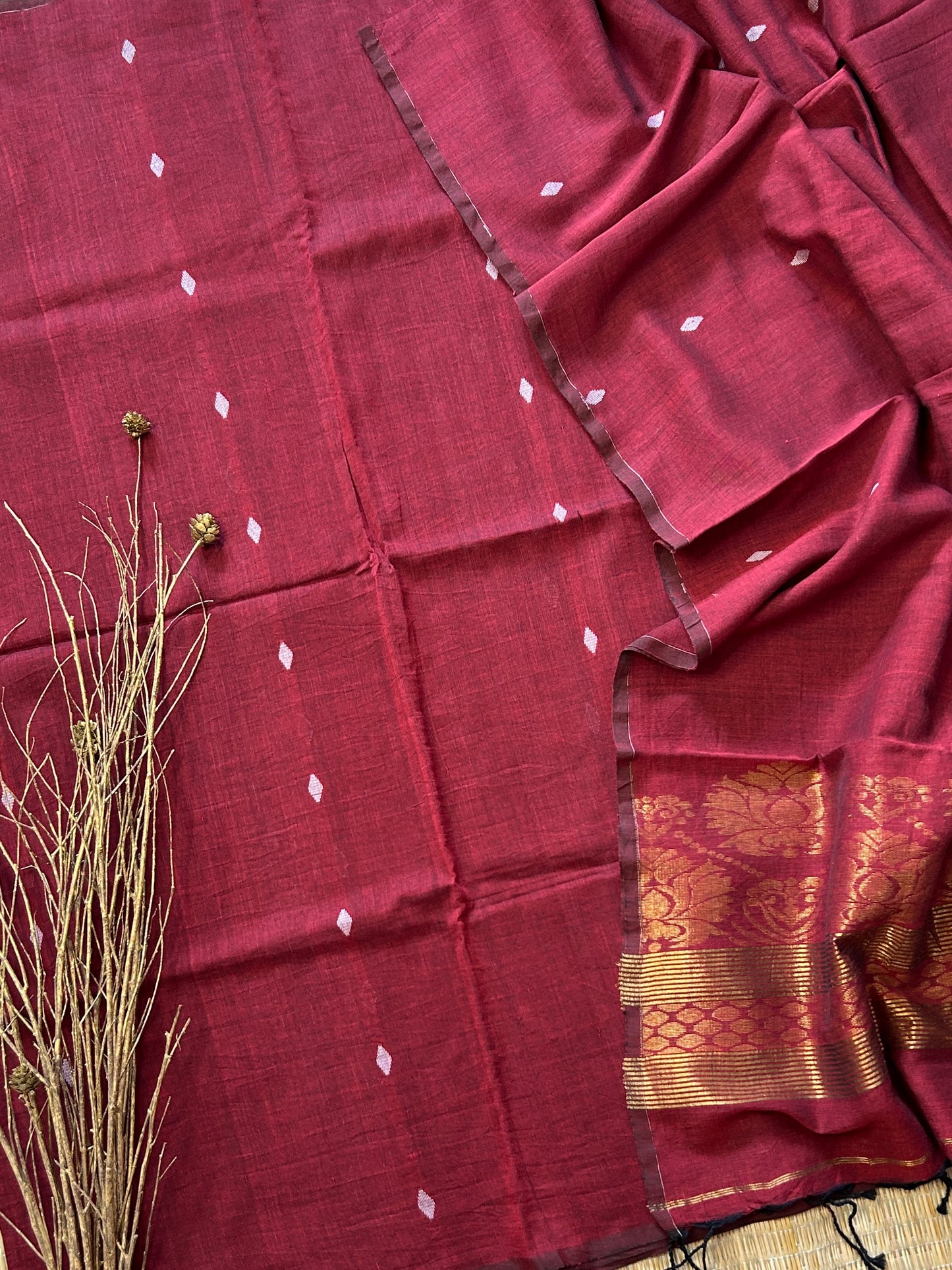 Jamdani Linen Cotton 2 pc Dress Material