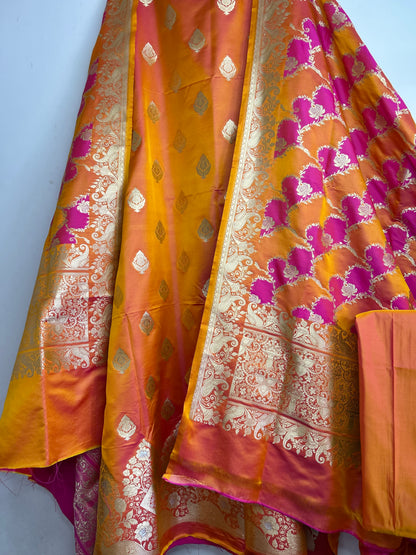 Dual Shaded Banarasi Silk Dress Material