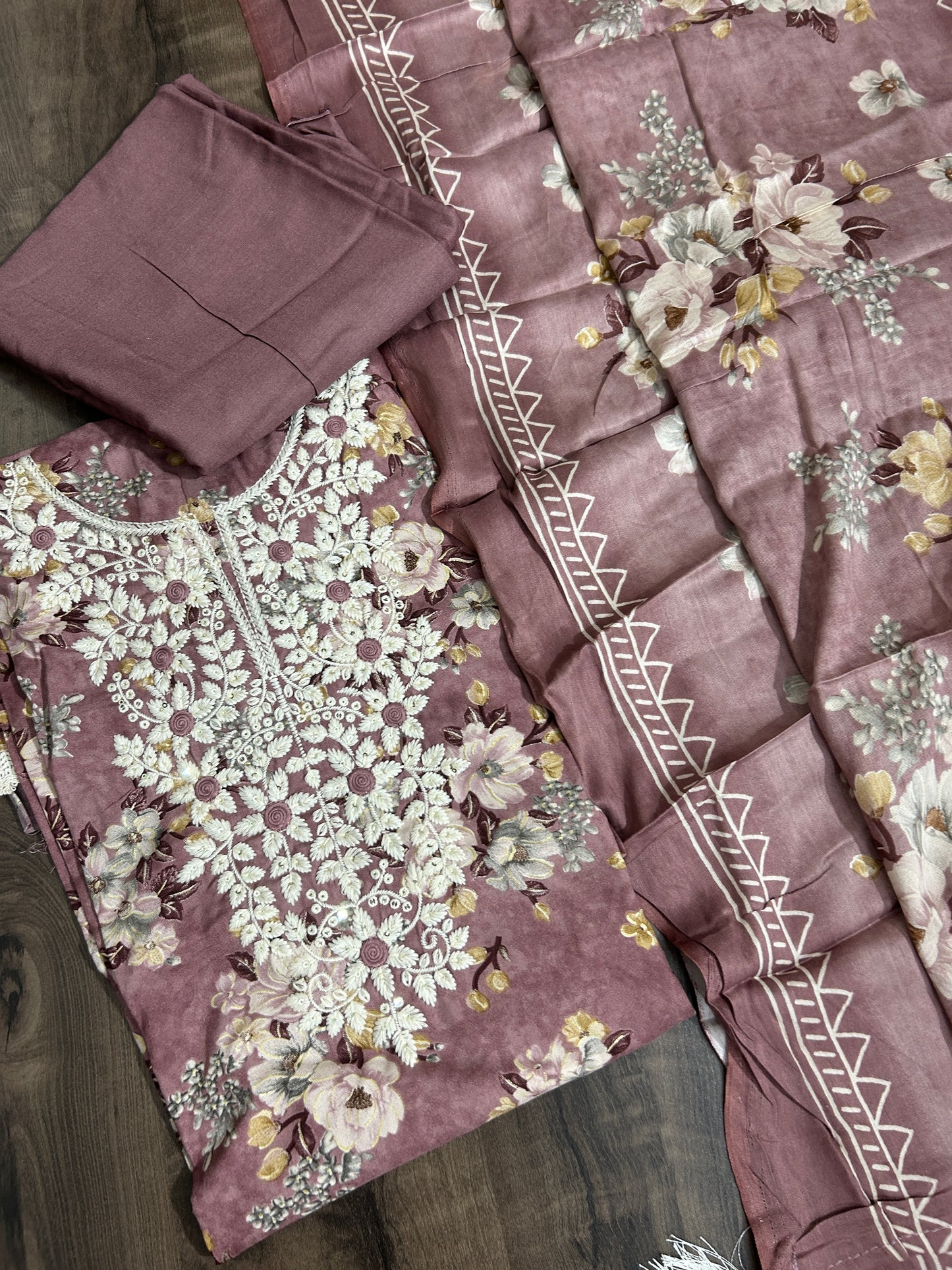 Embroidered Rayon Cotton Dress Material