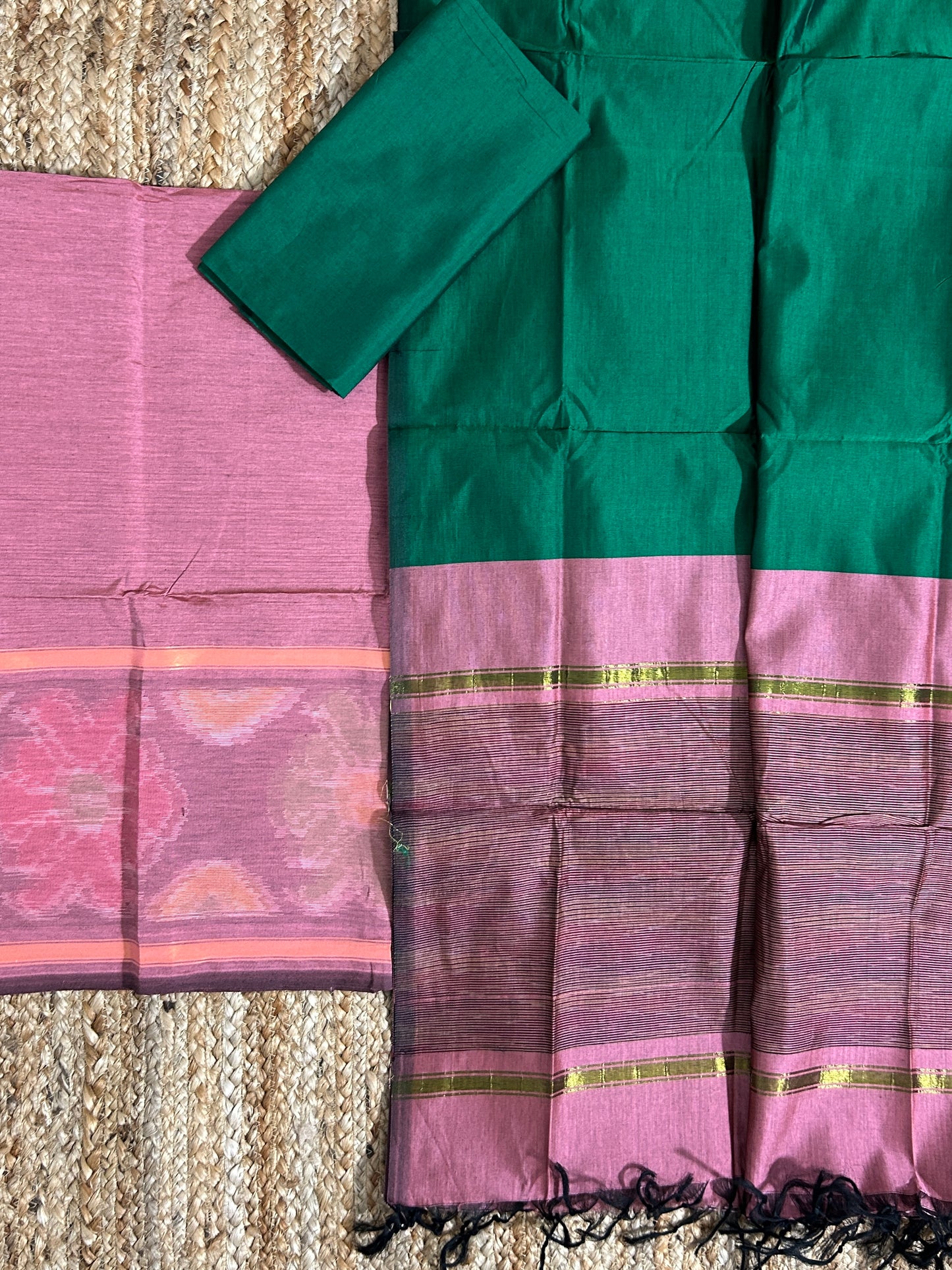 Ikat Cotton Silk Dress Material