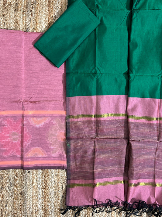 Ikat Cotton Silk Dress Material