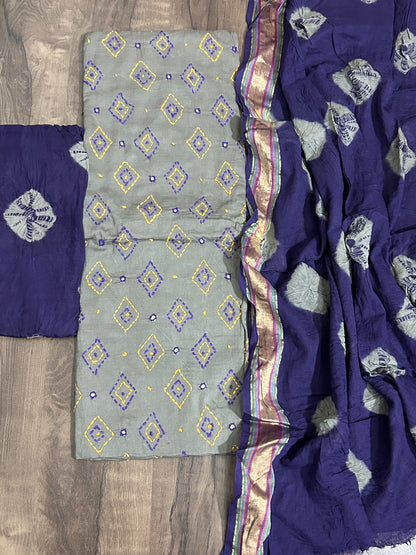 Cotton Bandhej Dress Material