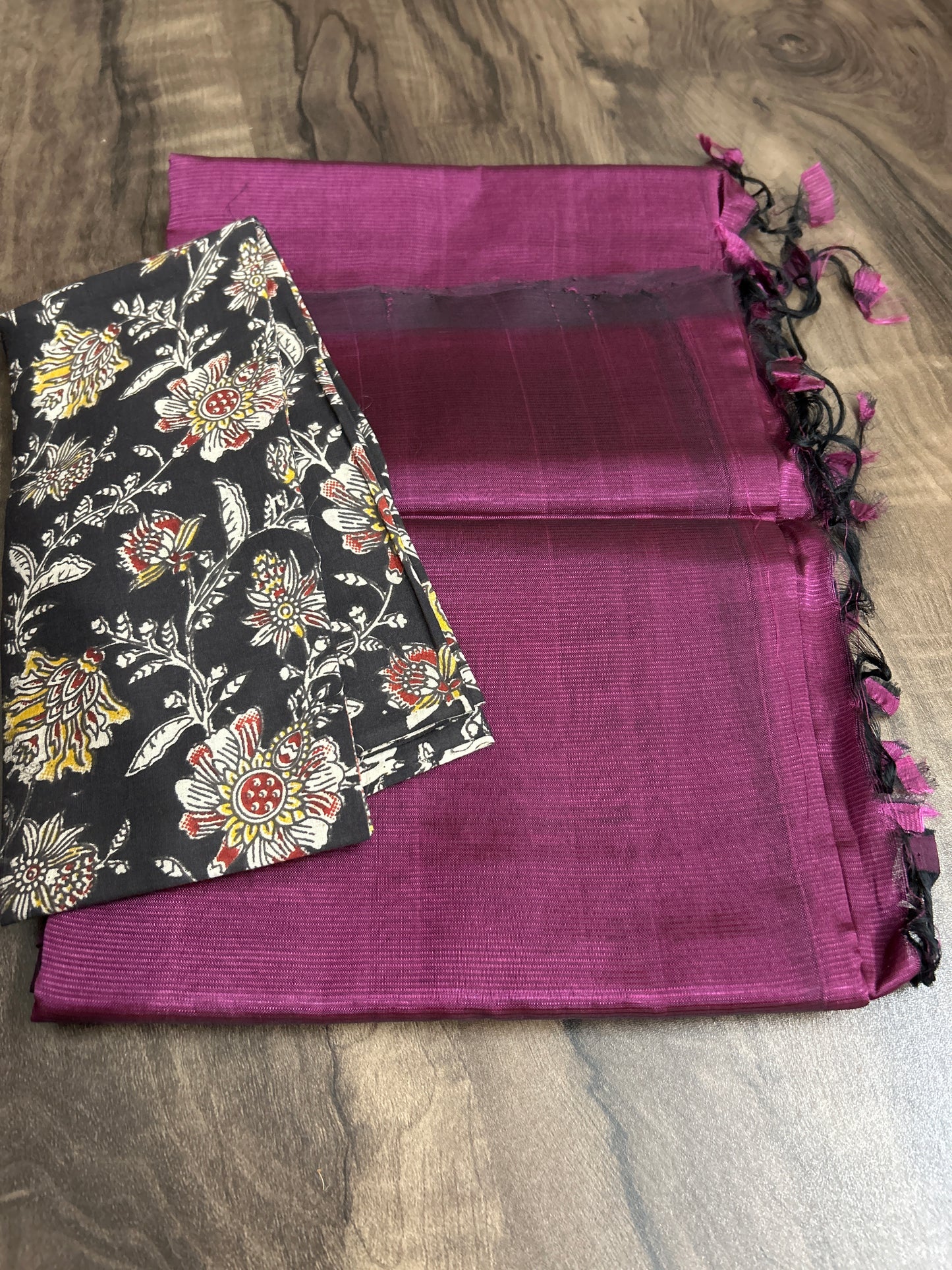 Mangalgiri Silk Cotton Saree with Extra kalamkari Blouse